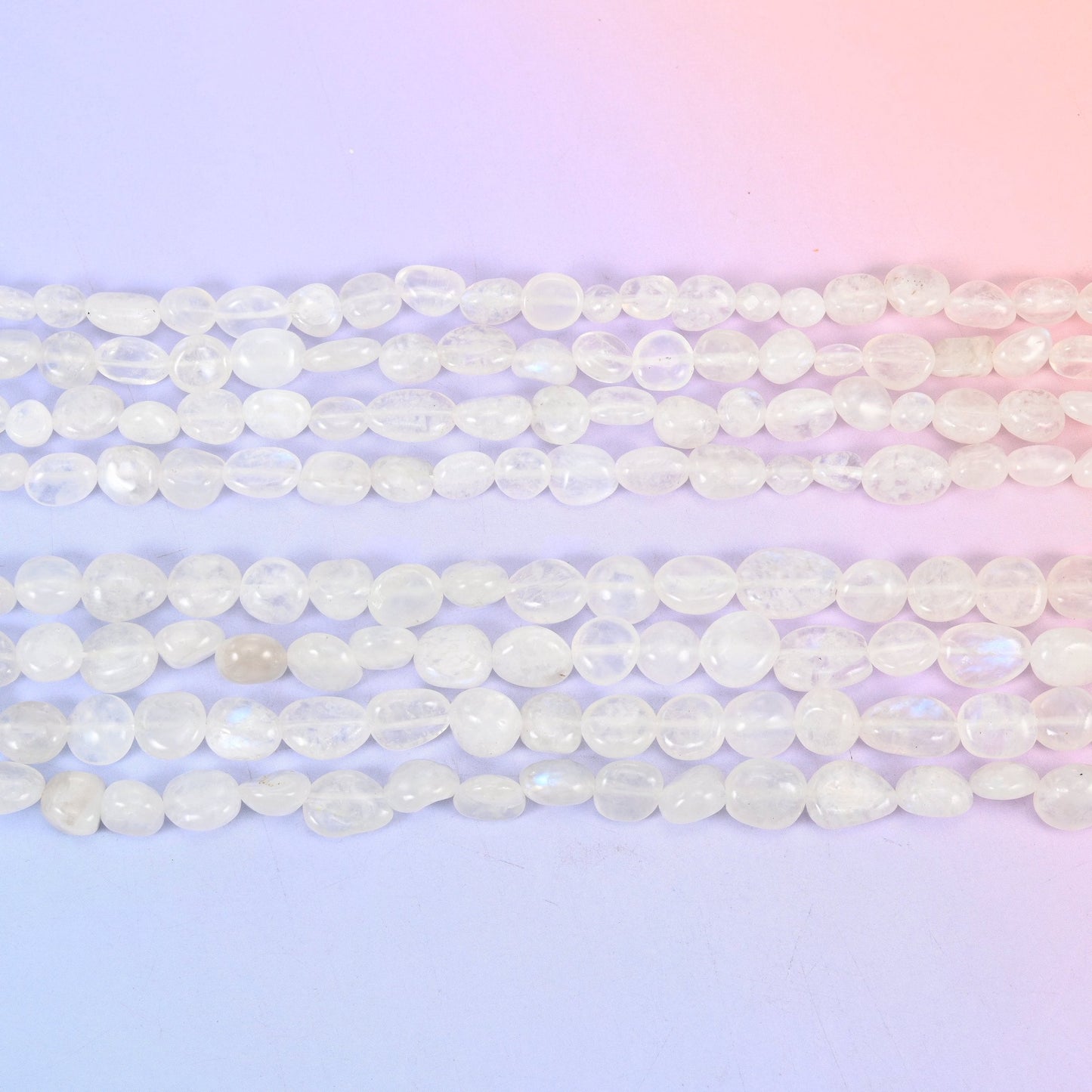 White Moonstone Pebble Nugget Beads, 15.5 inch strand