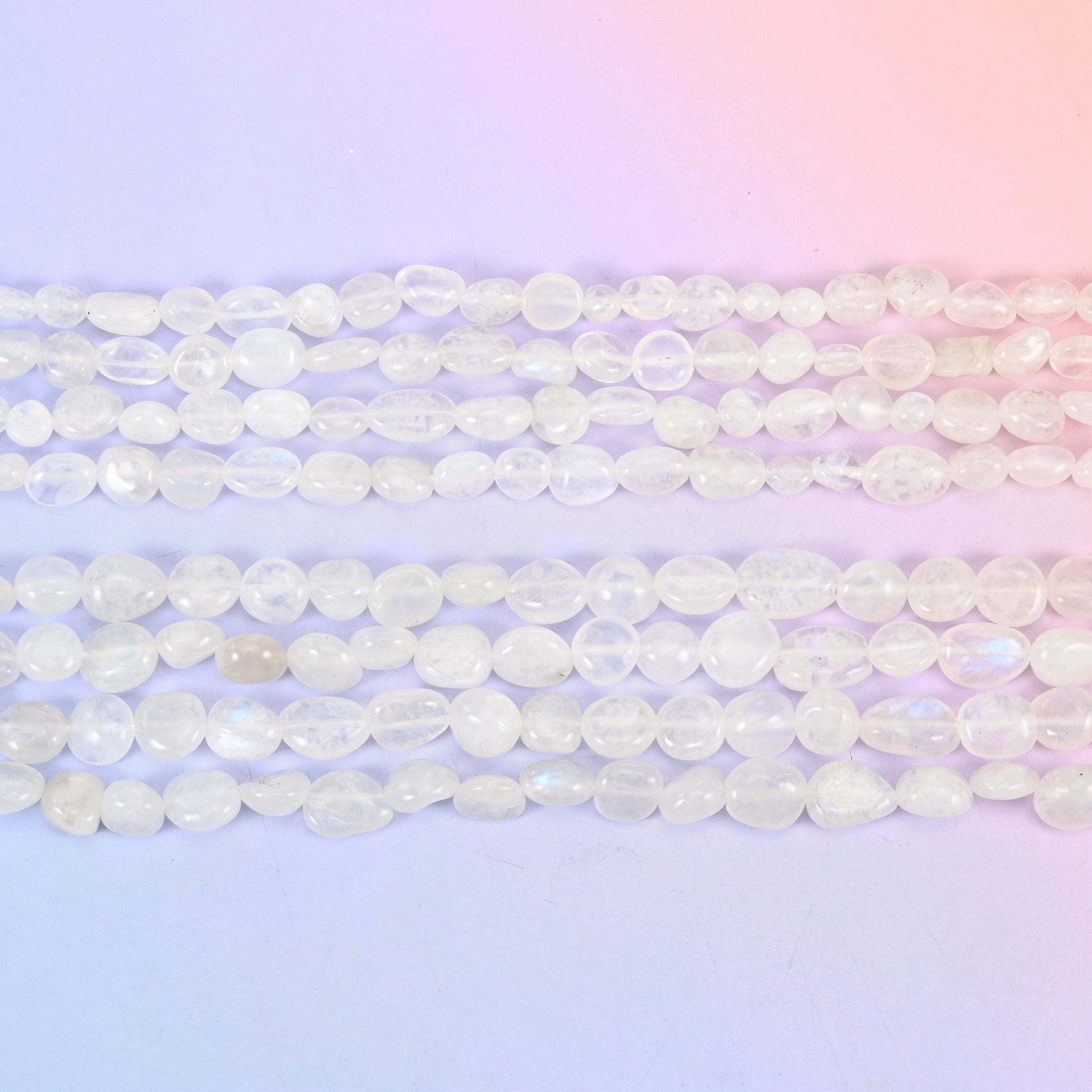 White Moonstone Pebble Nugget Beads, 15.5 inch strand