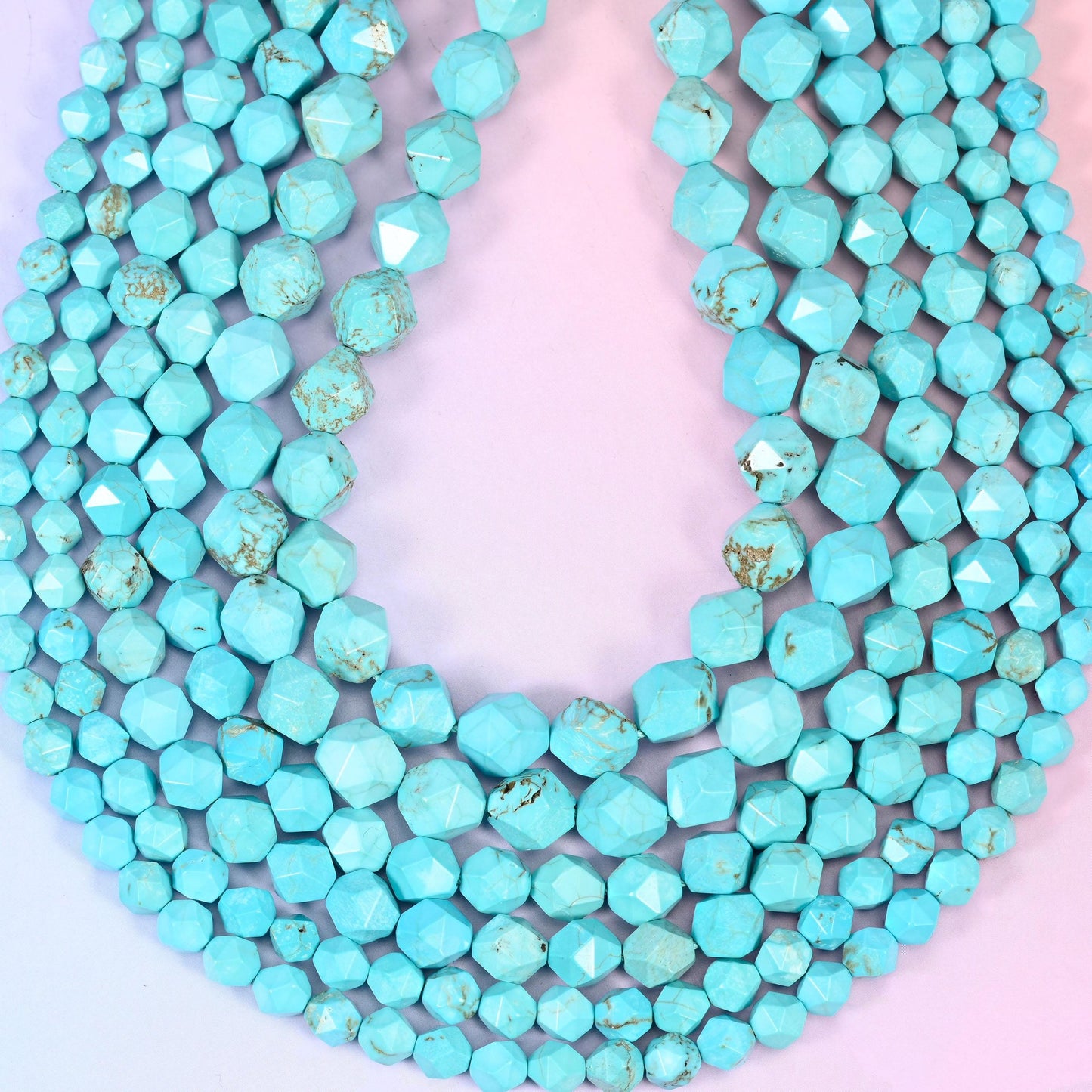 Dyed Blue Howlite Faceted Diamond Star Cut Beads, hole approximately 1.0mm (+/- 0.2mm), center drilled