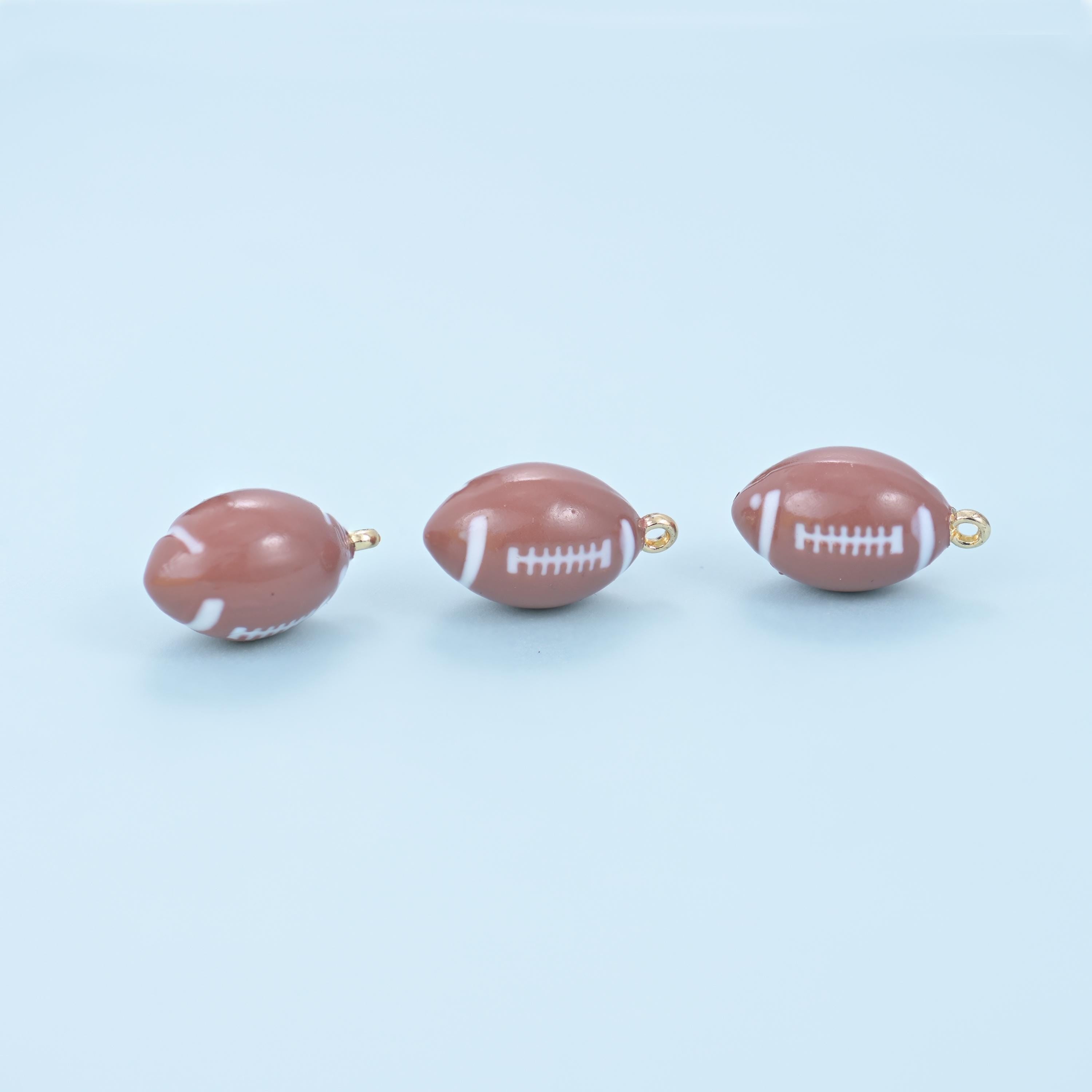 Enamel Football Charm 17x9.75mm, 9.75mm thick