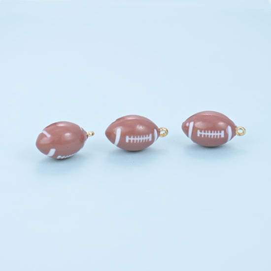 Enamel Football Charm 17x9.75mm, 9.75mm thick