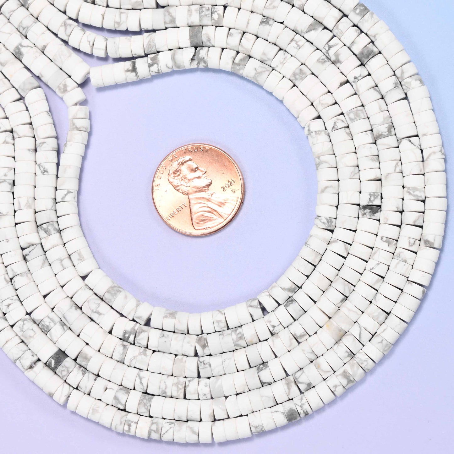 Matte White Howlite Heishi Disc Beads: Jewelry Making Supply, 15 Inch Strand