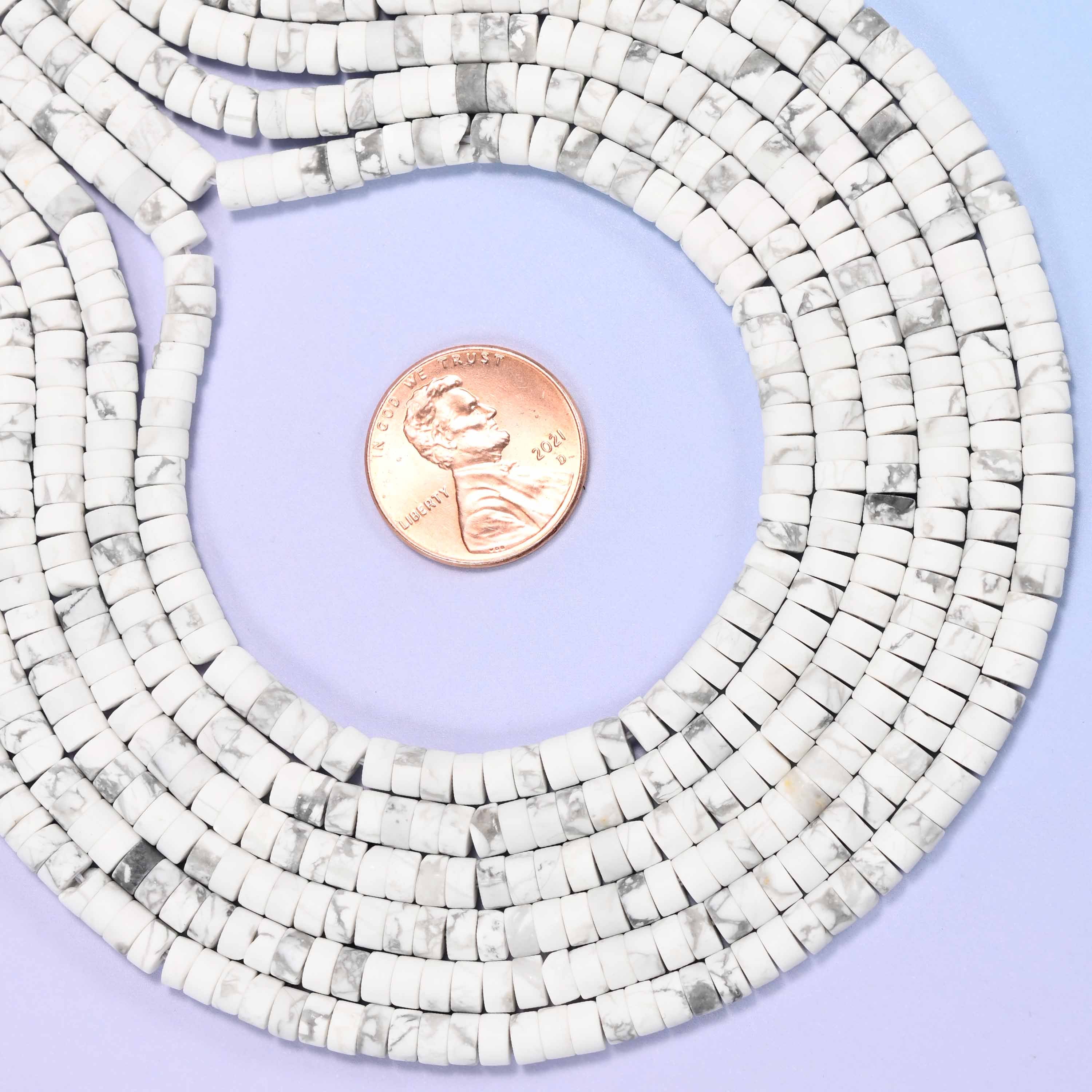 Matte White Howlite Heishi Disc Beads: Jewelry Making Supply, 15 Inch Strand