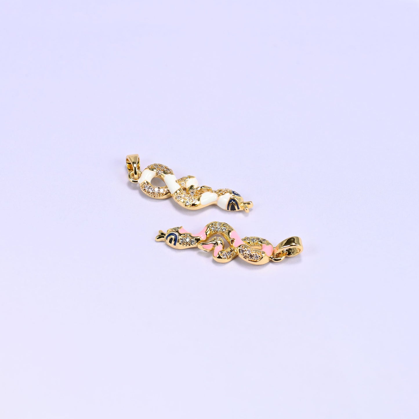 Enamel Snake Zircon Charms, sold individually