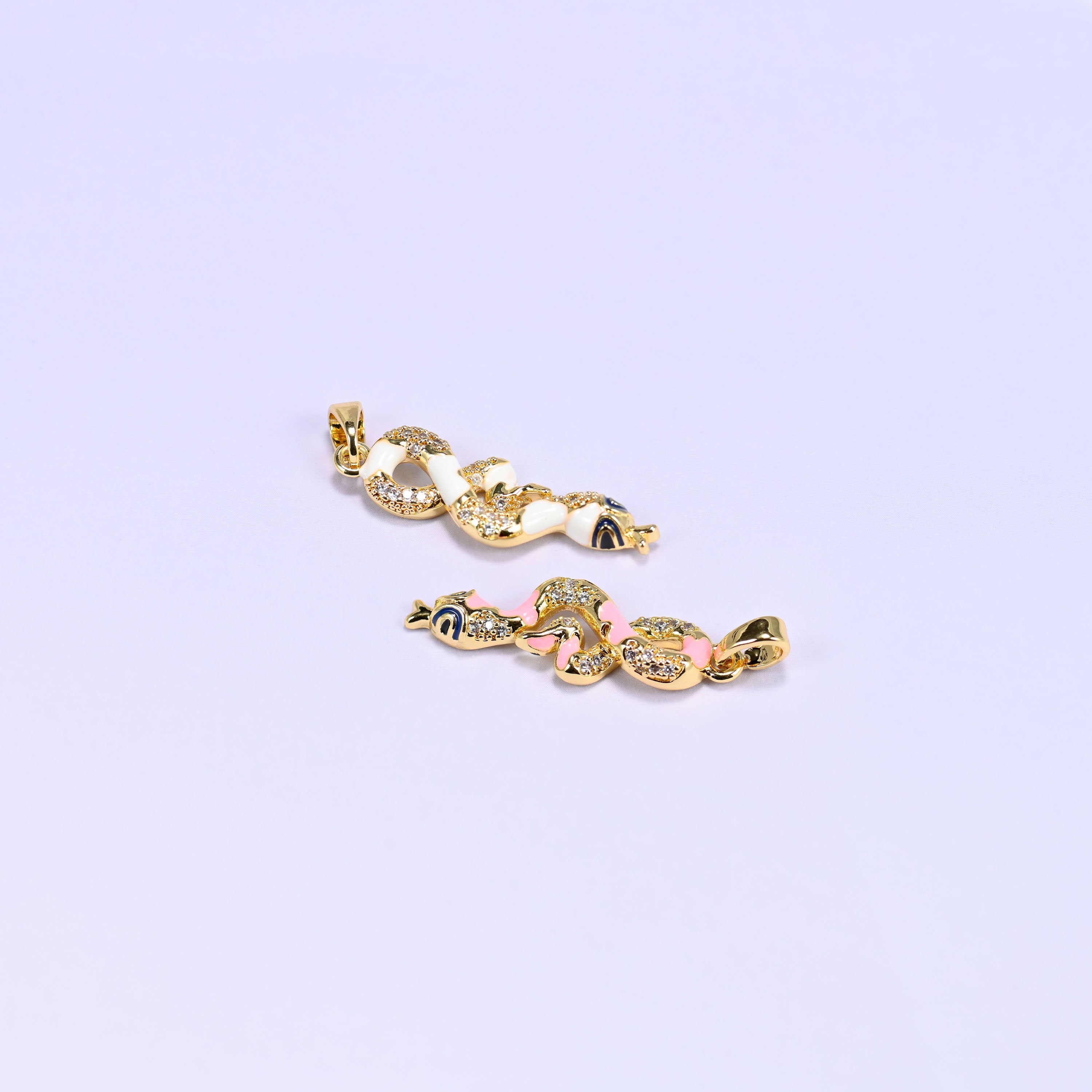 Enamel Snake Zircon Charms, sold individually