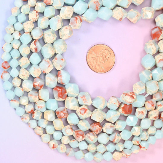 Blue Shoushan Stone Faceted Star Cut Beads 6mm 8mm 10mm, 6mm approximately 63 beads / 8mm approximately 47 beads / 10mm approximately 38 beads