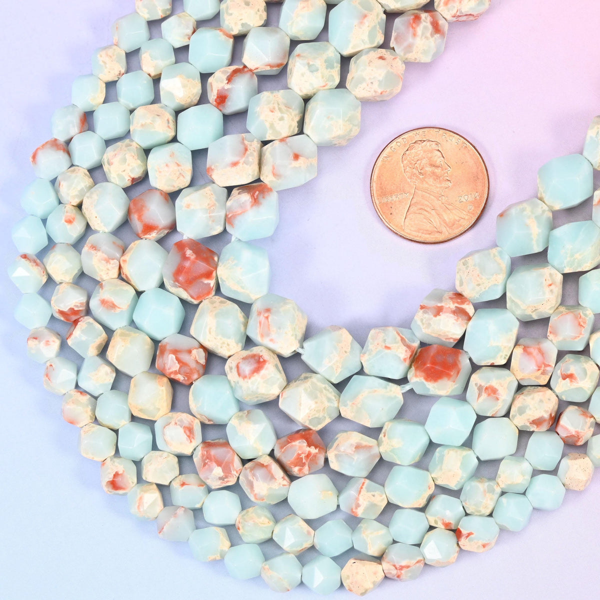 Faceted diamond star cut round cut blue shoushan stone beads