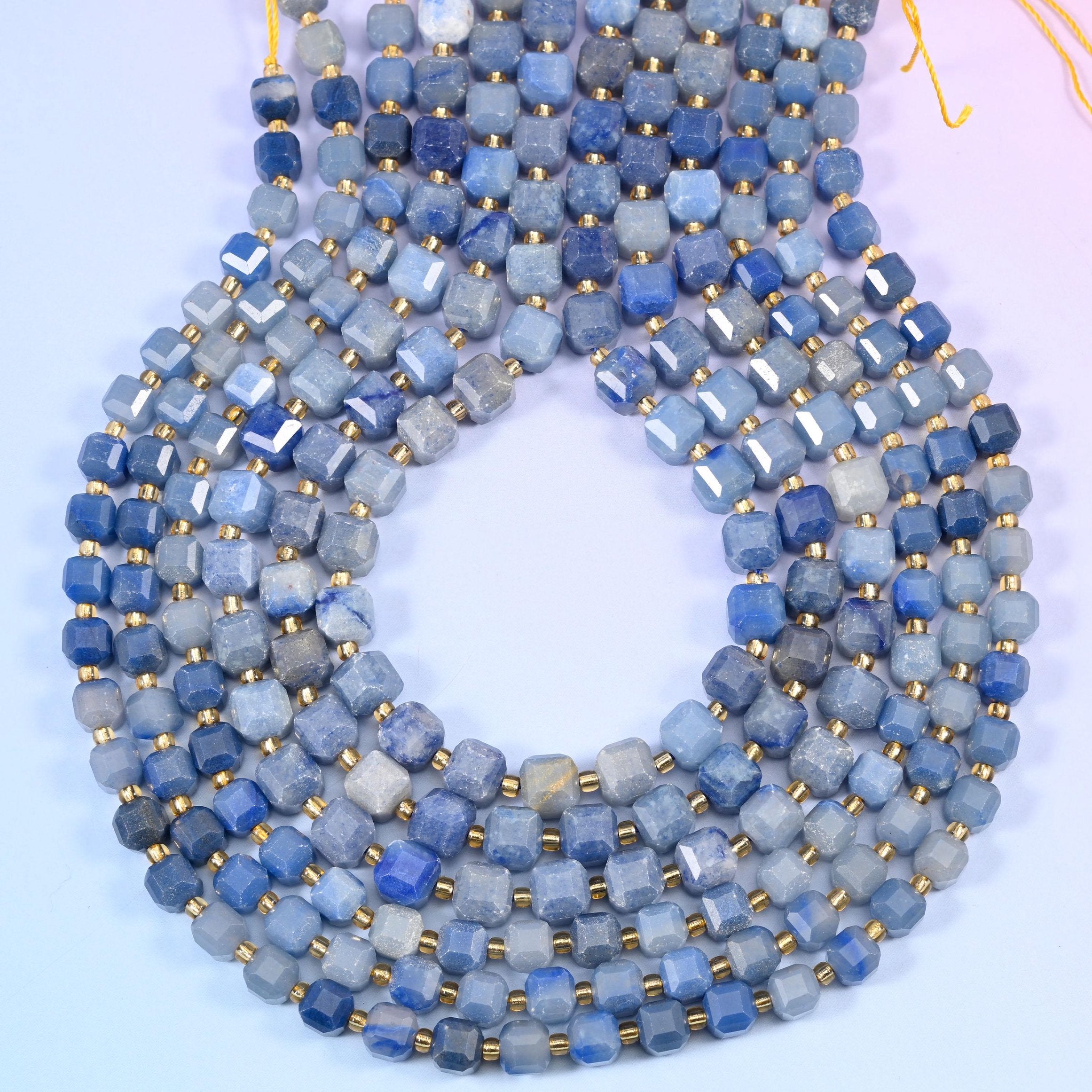 Blue Aventurine Faceted Cube Beads 6mm 8mm, hole approximately 1.2mm in both sizes with +/- 0.2mm variance, centre drilled