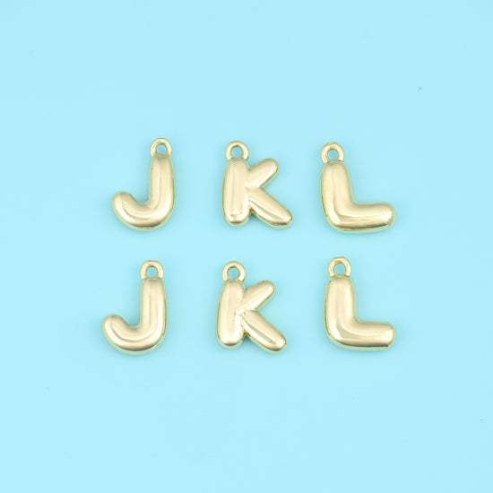 Alphabet letter cut brass, 18k gold filled — lead free and nickel free beads