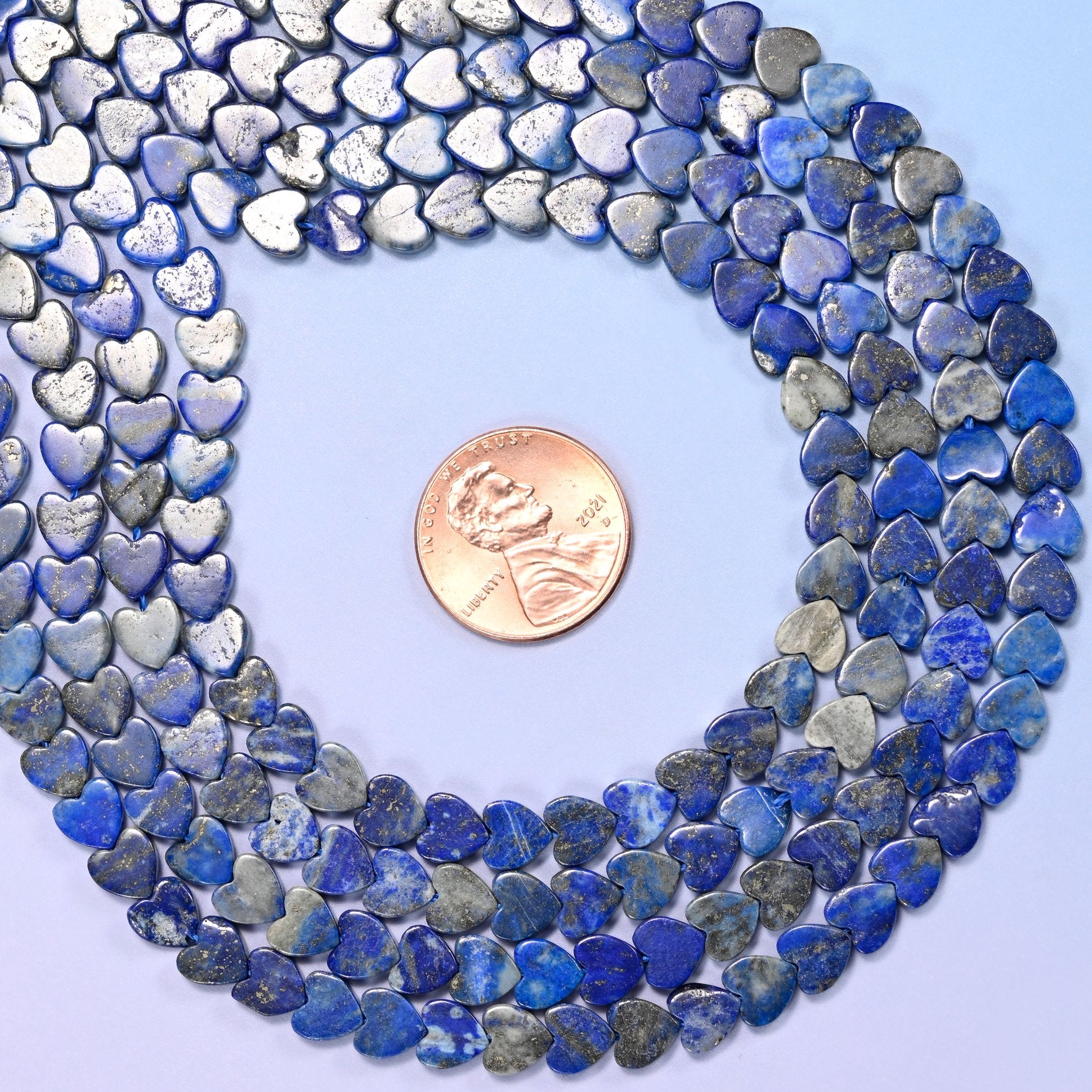 Lapis Lazuli Flat Heart Beads: Size 6mm, Jewelry Making, 15 Inch Strand