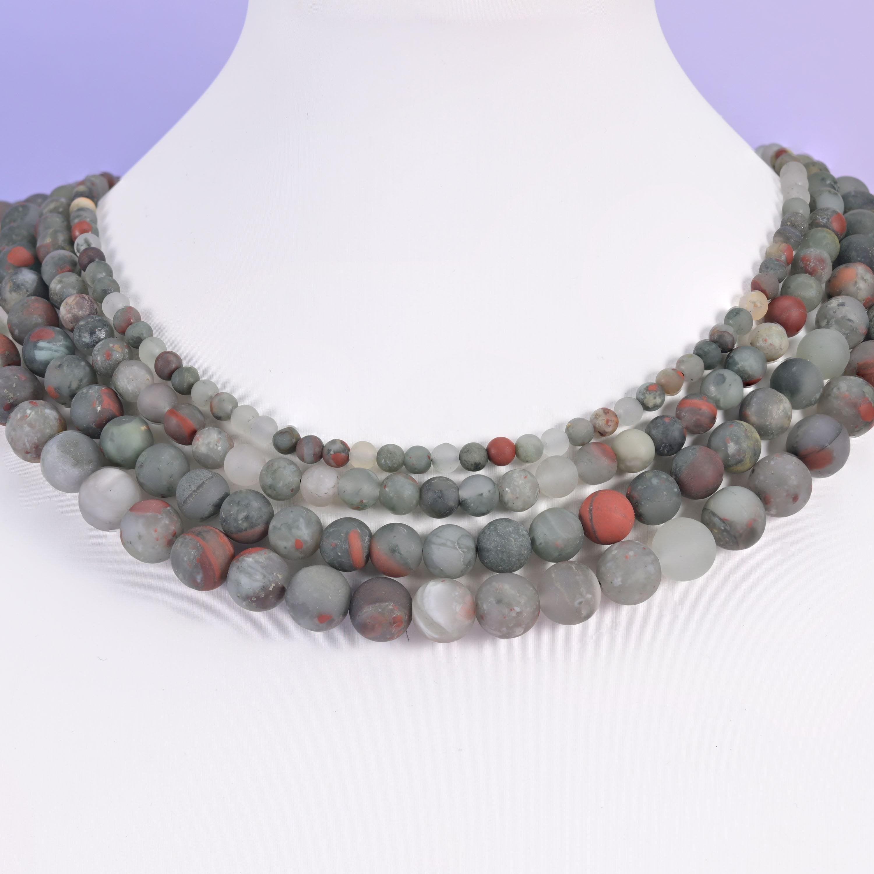 African Bloodstone beads, smooth round, 4mm, 6mm, 8mm and 10mm