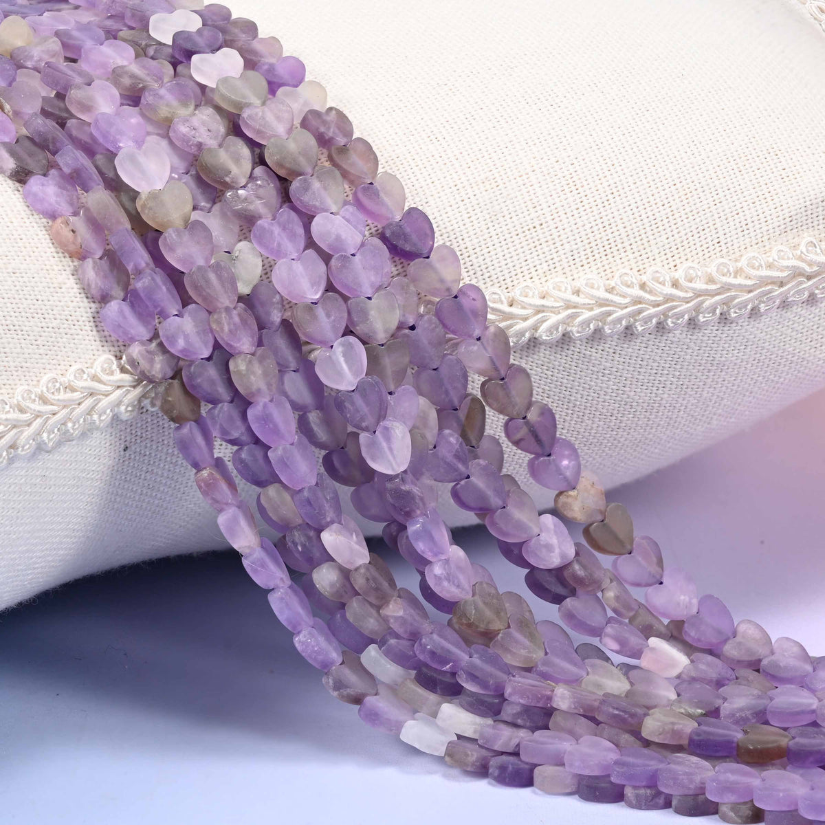 Matte Amethyst Flat Heart Beads