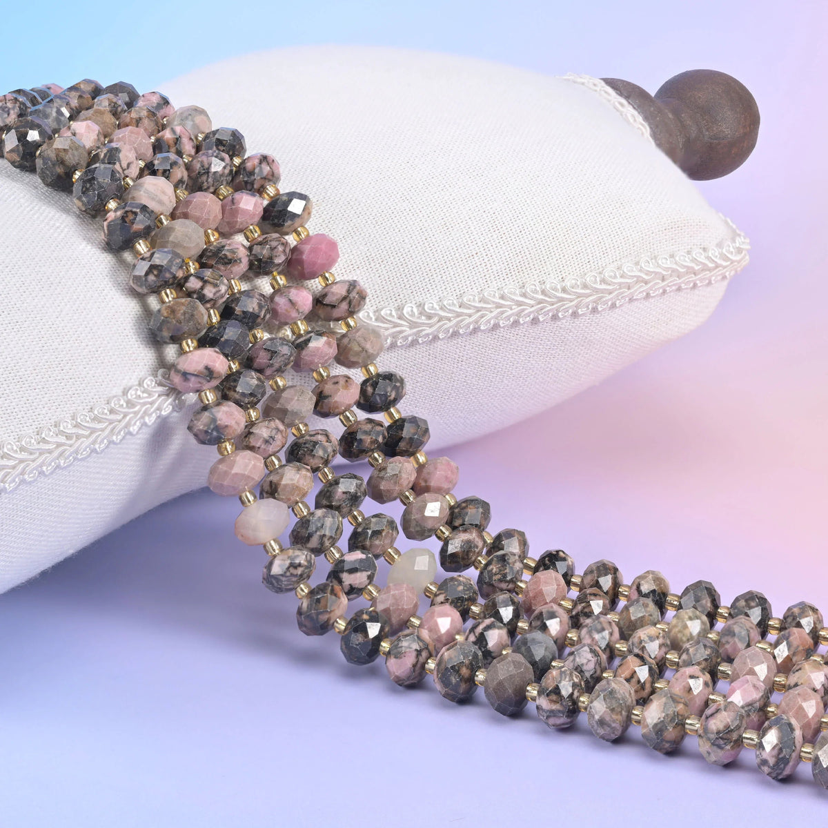 Natural gemstone faceted rondelle beads, center drilled