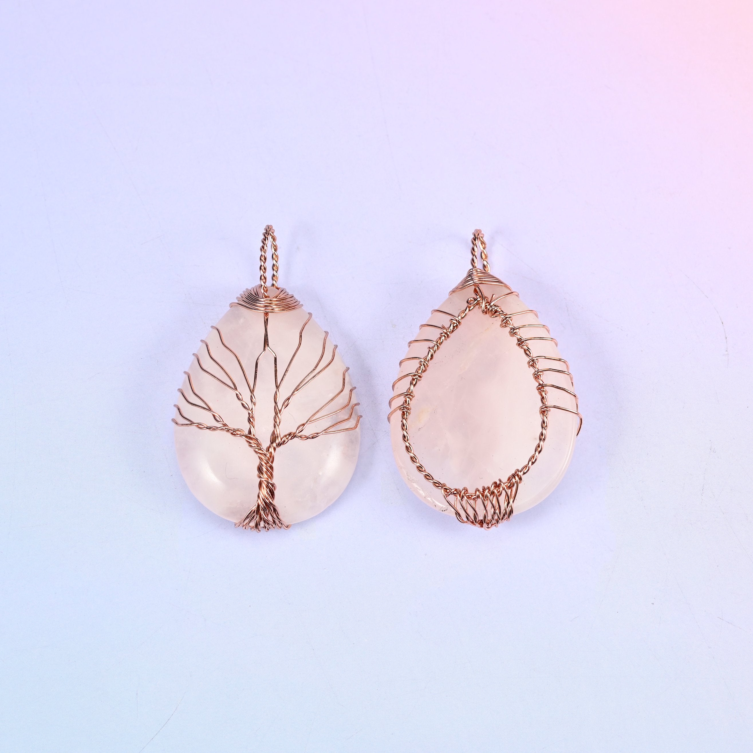 Teardrop Crystal Pendant with Copper Wired Tree