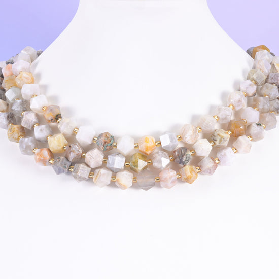 Faceted 8 Sides Diamond Rhombus Gemstone Beads, sold per 15.5 inch strand, approximately 36 beads.