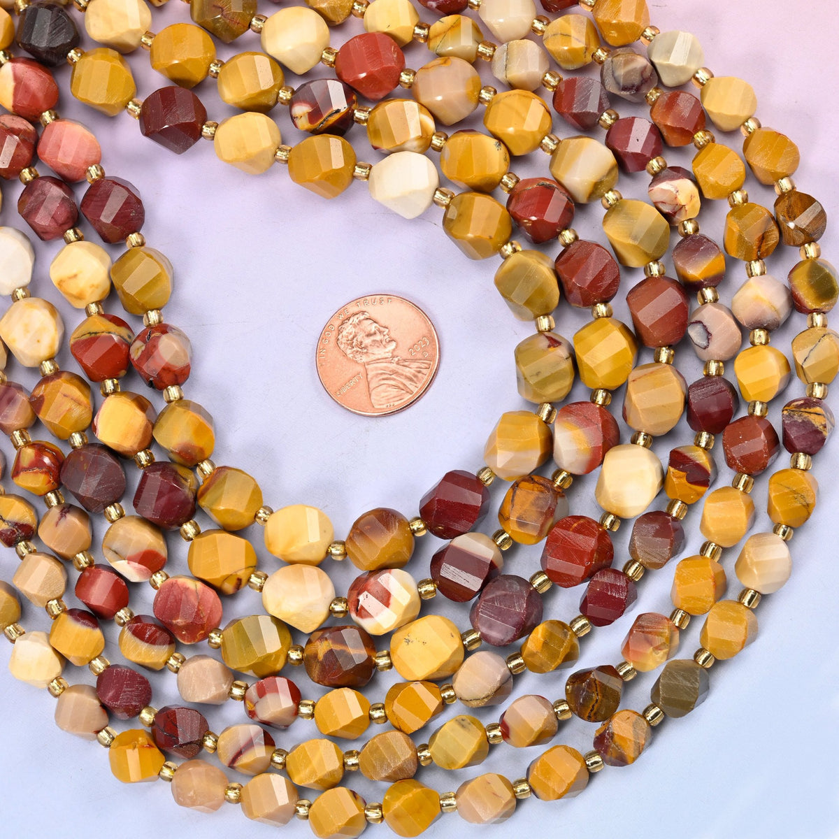 Natural banded mookaite jasper in warm autumn colours