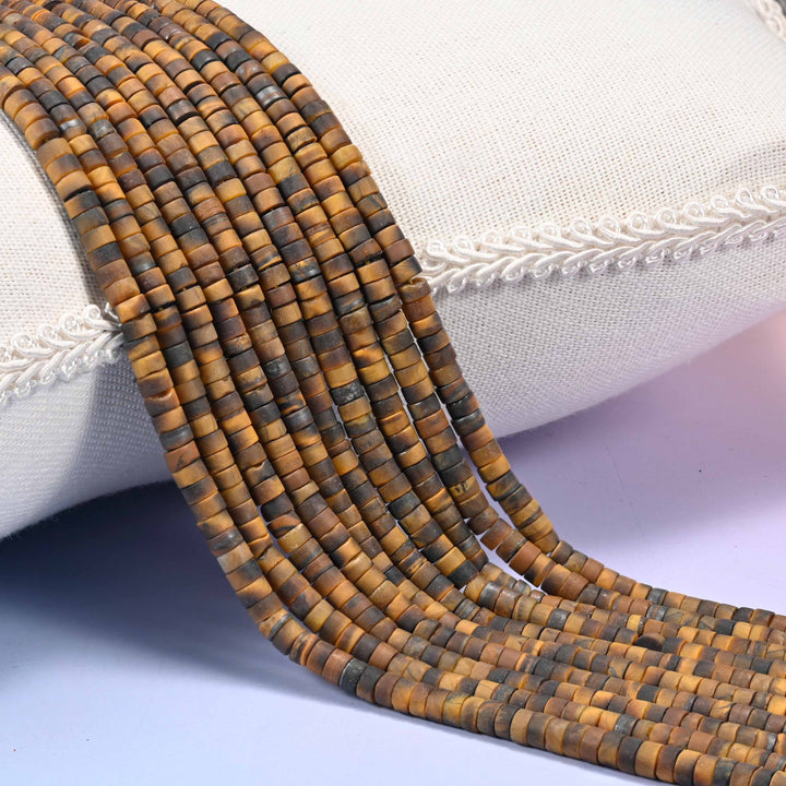 Matte Tiger Eye Heishi Disc Beads
