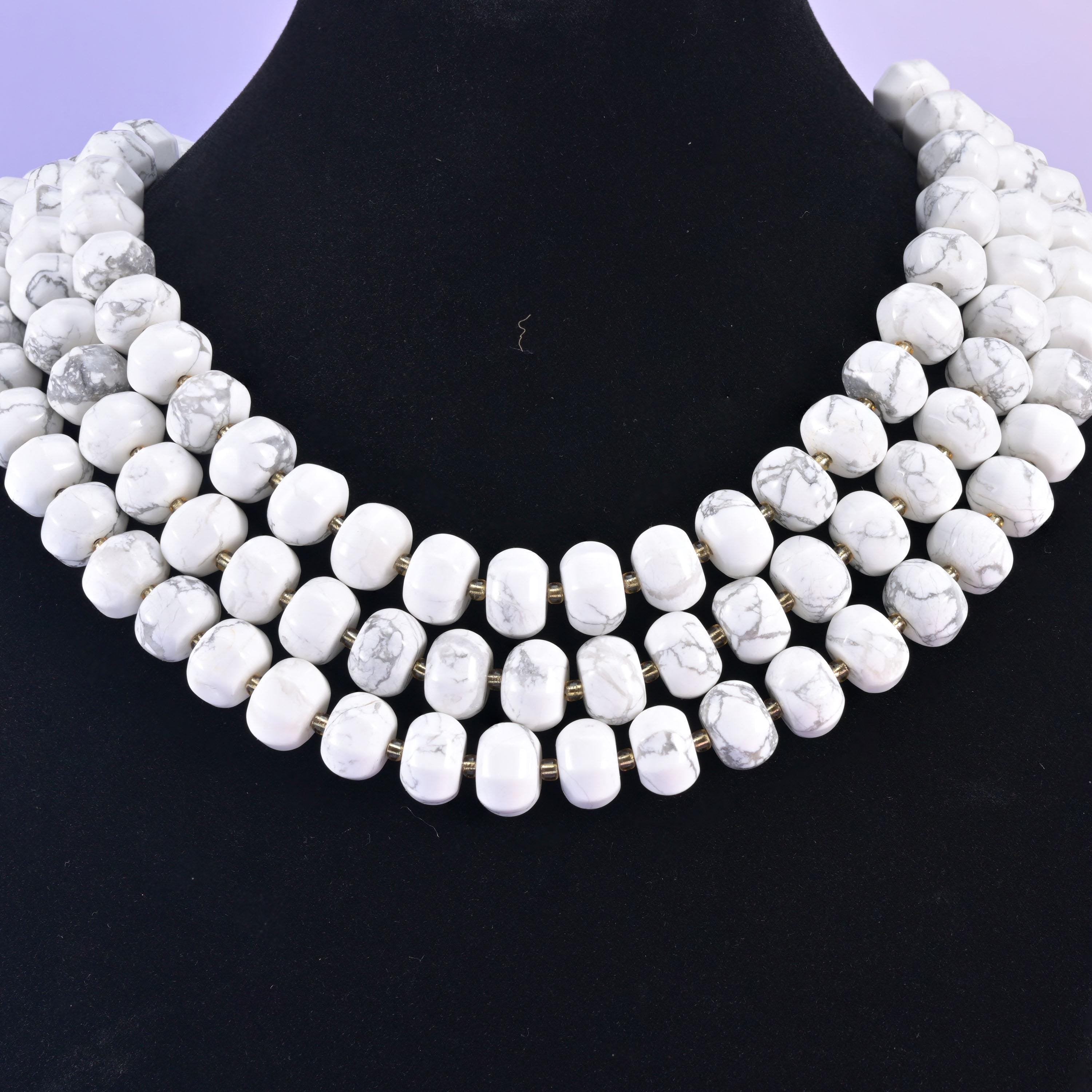 White howlite pumpkin beads, smooth rondelle shape, 12x8mm