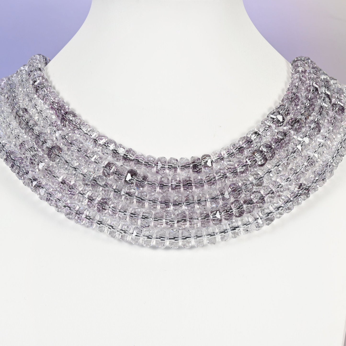 Transparent light purple glass beads, faceted rondelle shape, 5x8mm