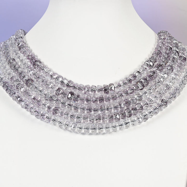 Transparent light purple glass beads, faceted rondelle shape, 5x8mm
