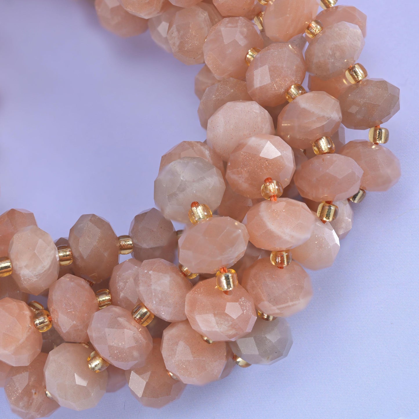 Orange sunstone faceted rondelle beads, hole approximately 1.0mm