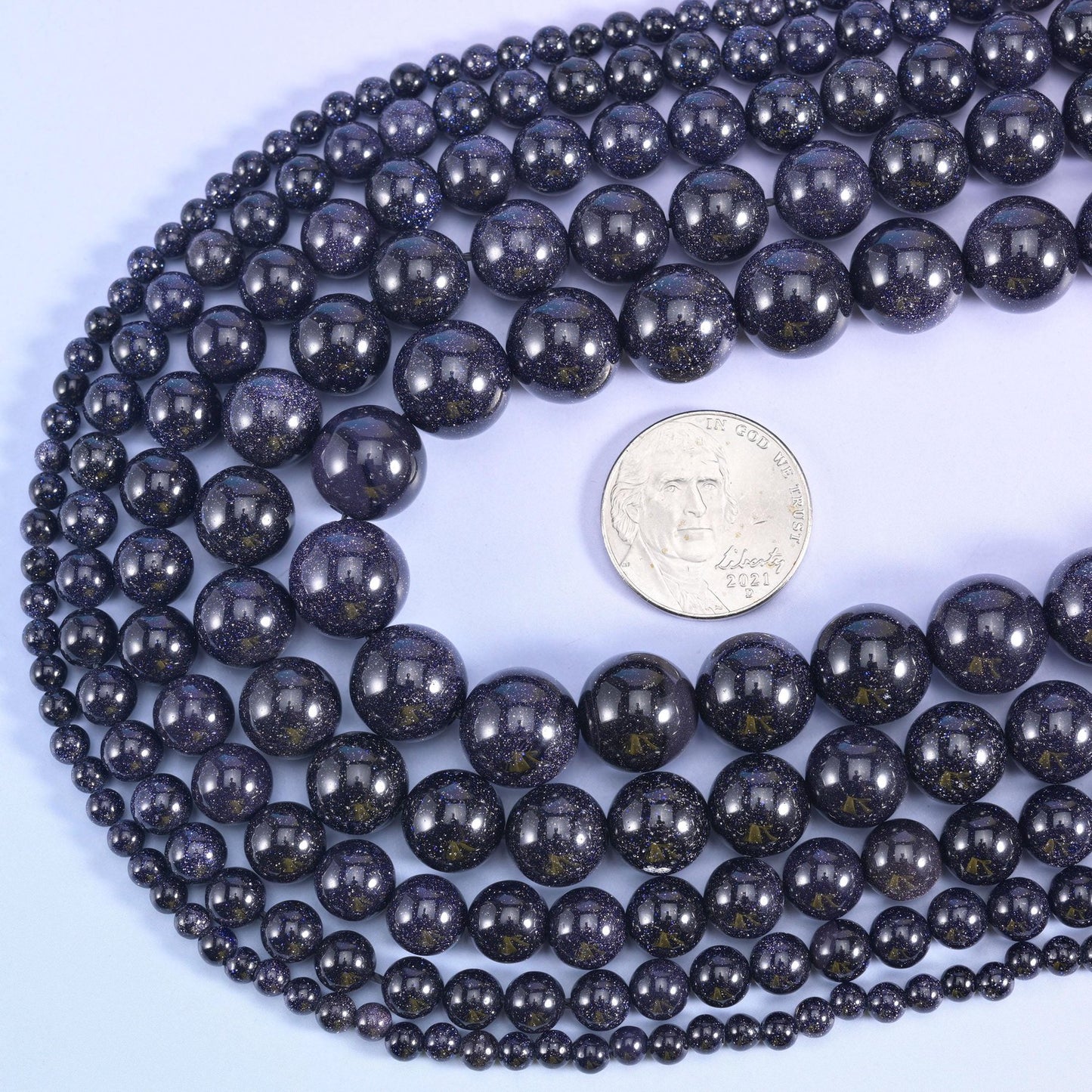 Blue Sandstone Smooth Round Beads 6mm 8mm 10mm 12mm, 15 inch strand