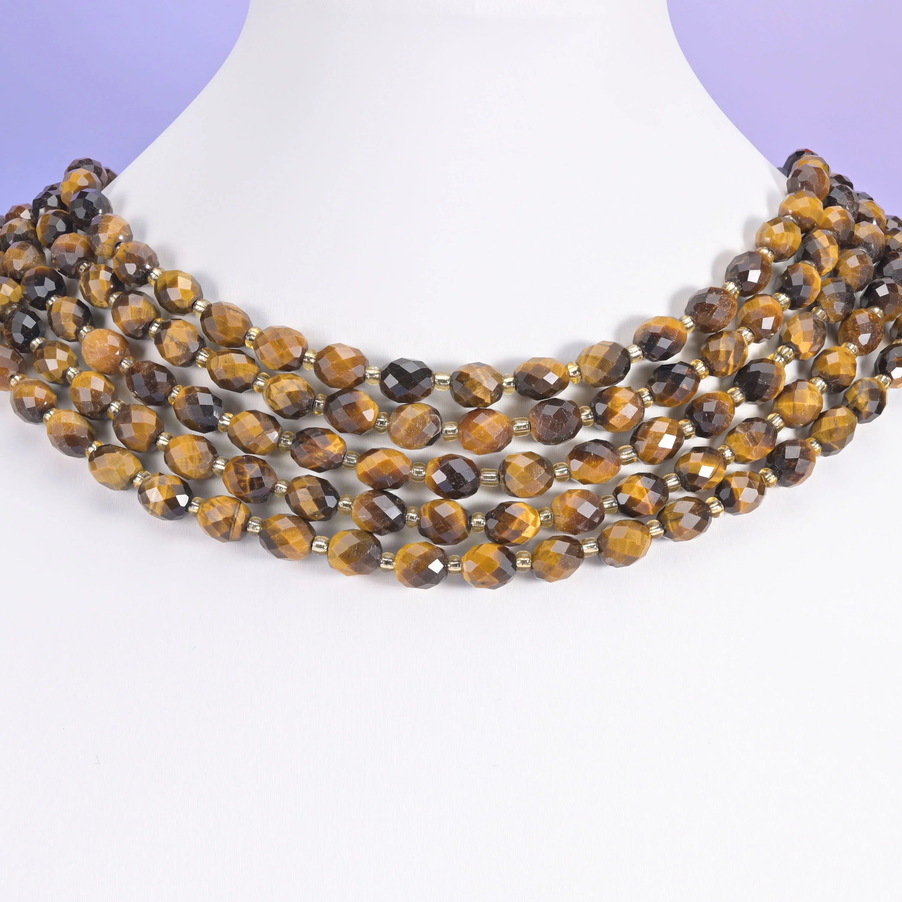 Tiger Eye beads, faceted rice barrel shape, 6x8mm