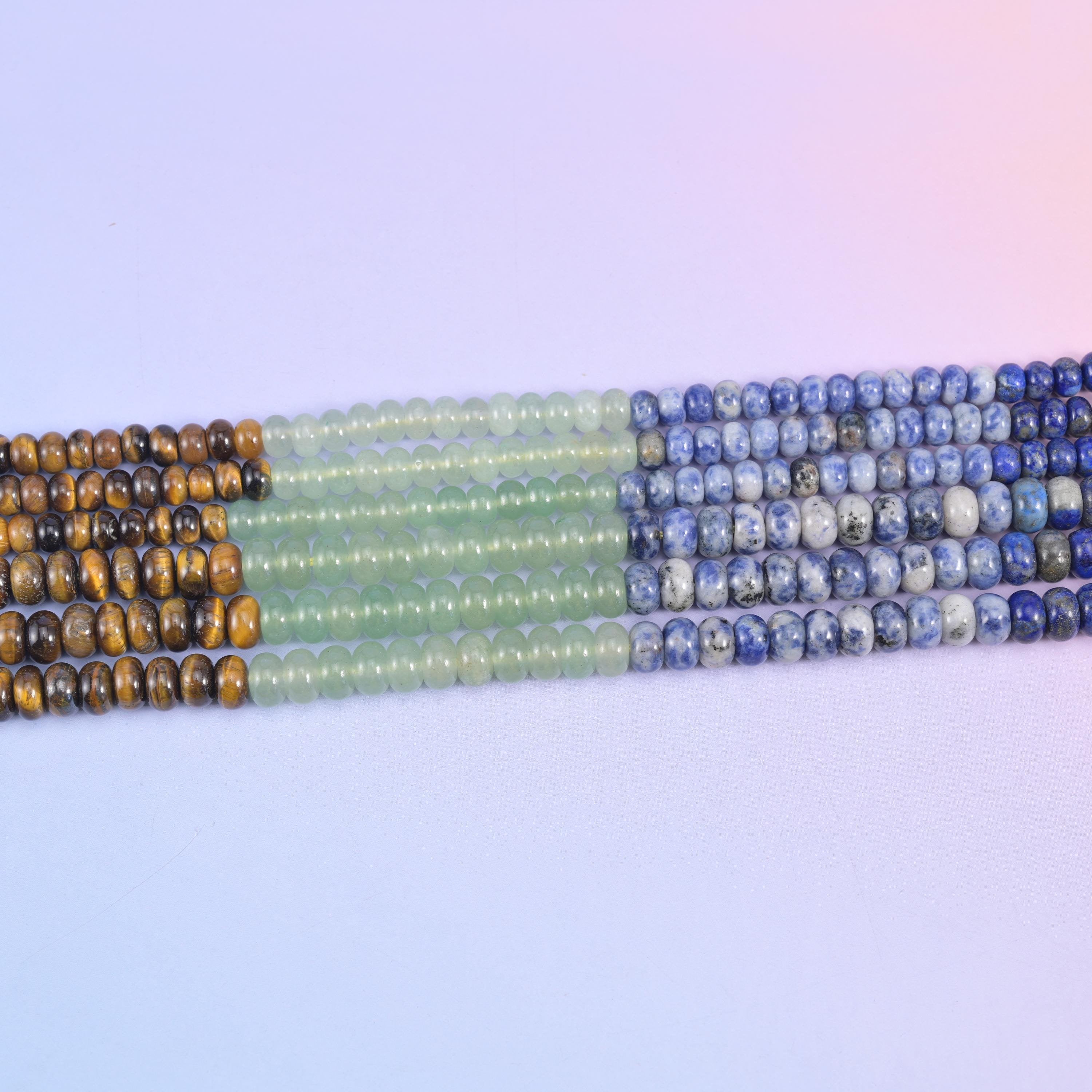 Chakra Smooth Rondelle Beads 4x6mm 5x8mm, 15.5 inch strand