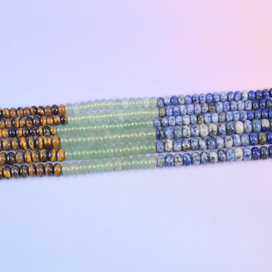 Chakra Smooth Rondelle Beads 4x6mm 5x8mm, 15.5 inch strand