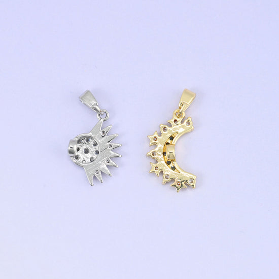 Sun and moon halves joined by a magnetic clasp connection