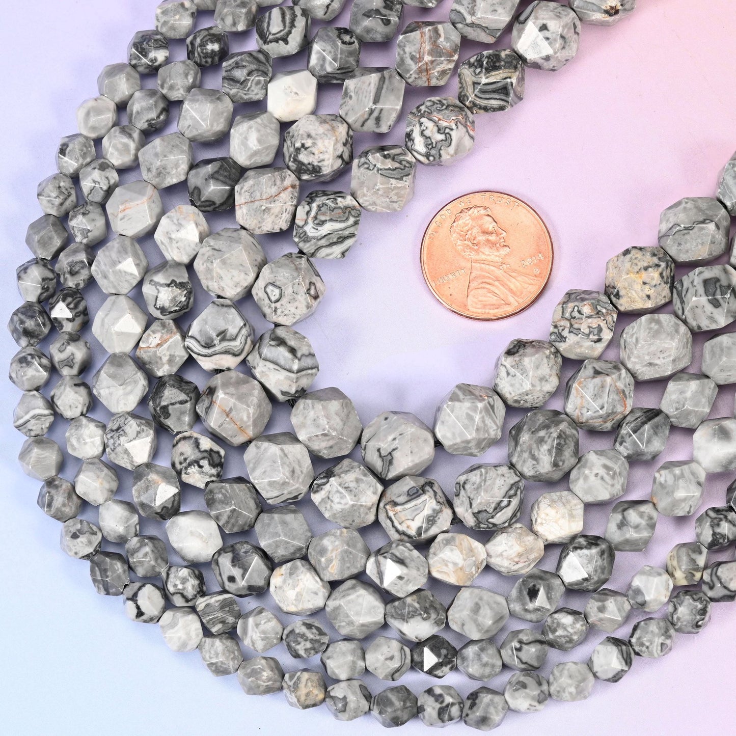 Diamond star cut Map Jasper beads