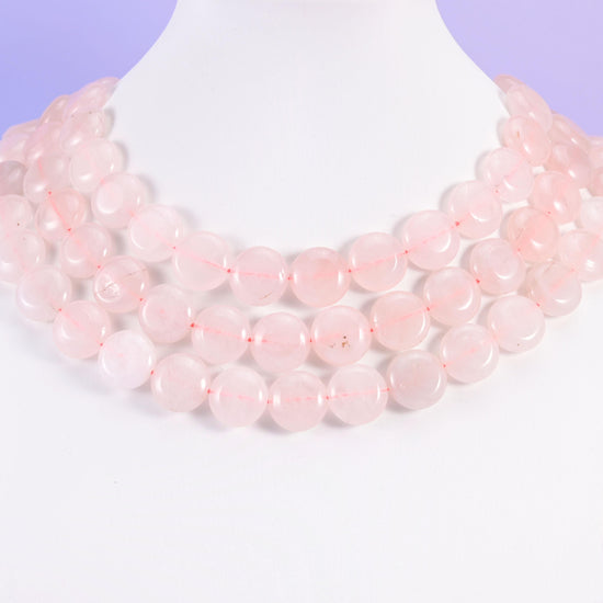 Rose Quartz beads, coin shape, 15mm