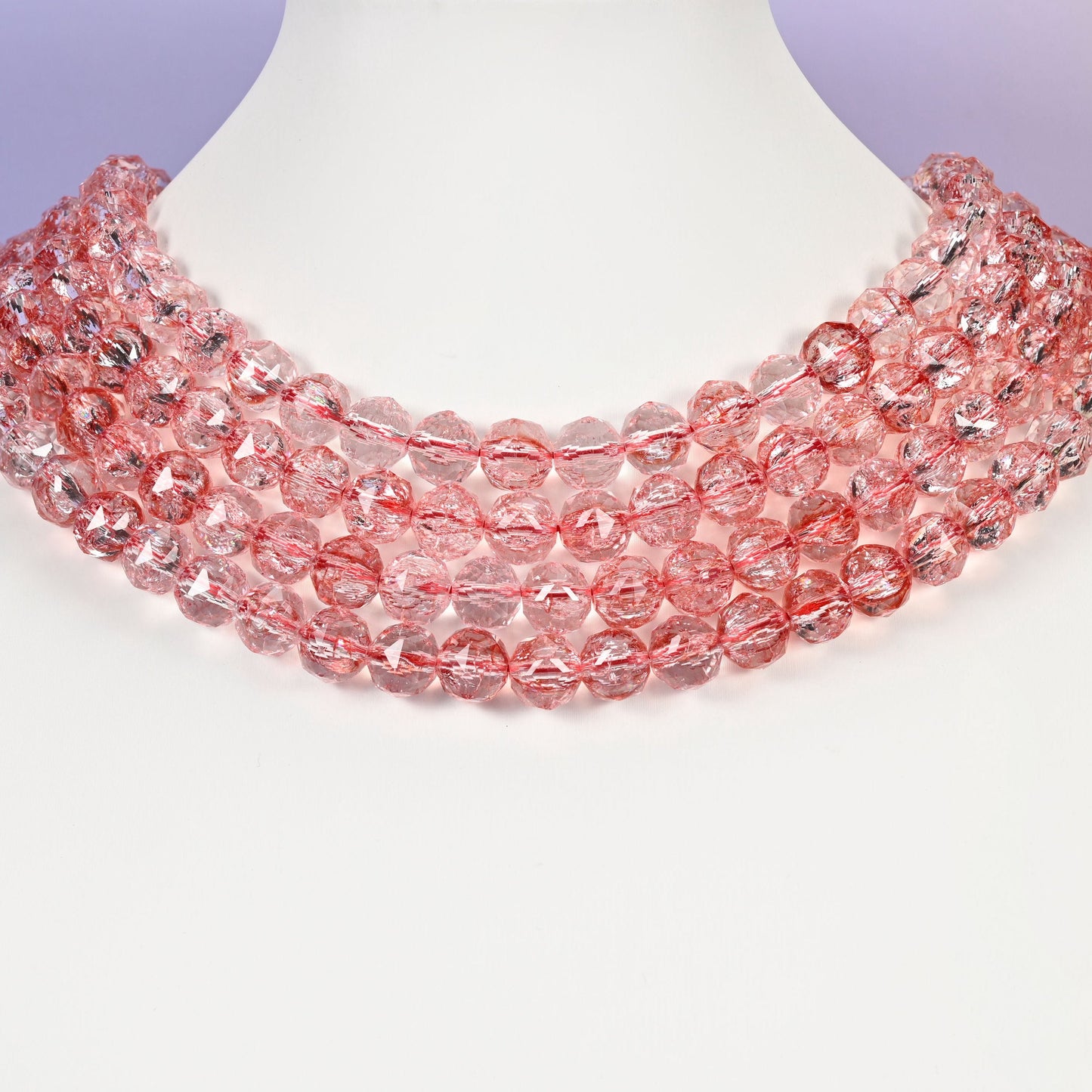 Red glass beads, faceted round, 10mm