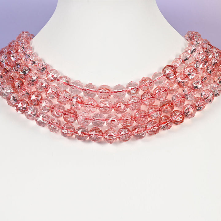 Red glass beads, faceted round, 10mm