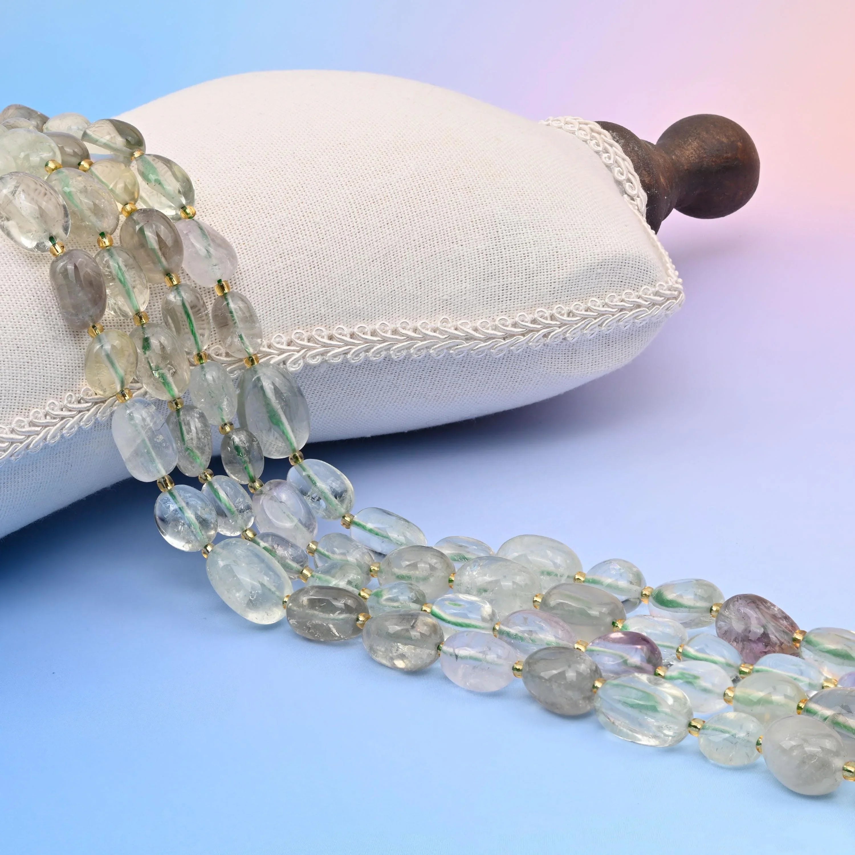 Natural Green Amethyst oval nugget beads
