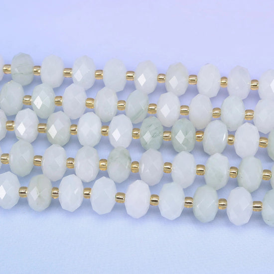 Tianshan Jade Faceted Rondelle Beads, 15.5 inch strand