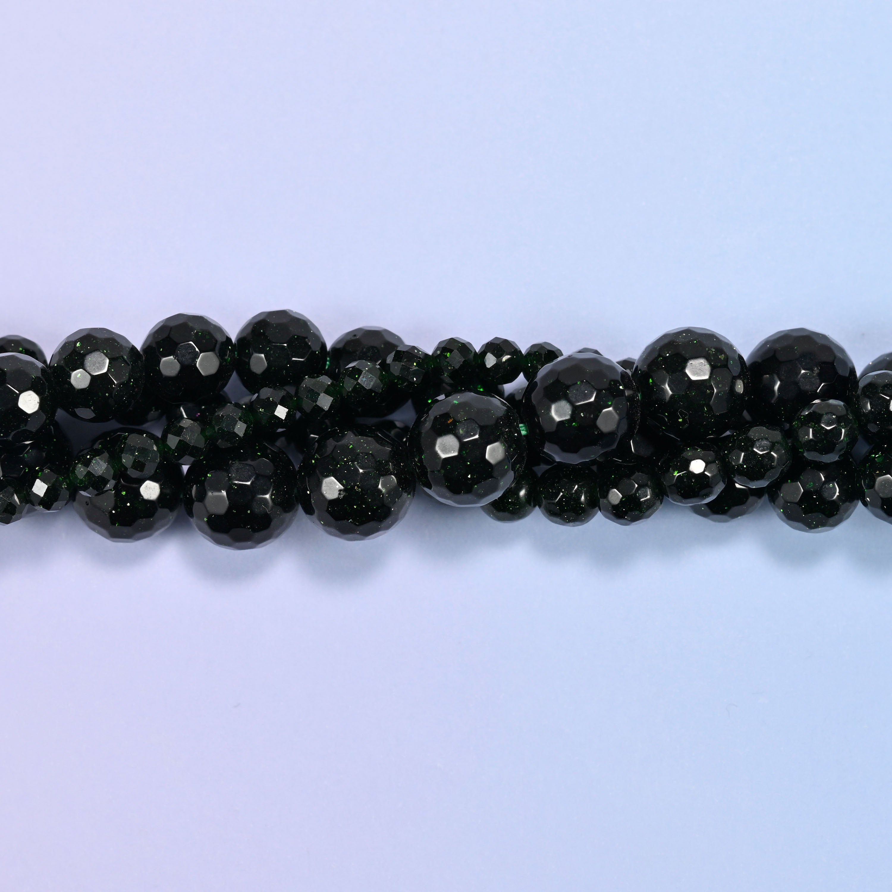 Green Sandstone Faceted Round Beads: Jewelry Making, 15 Inch Strand