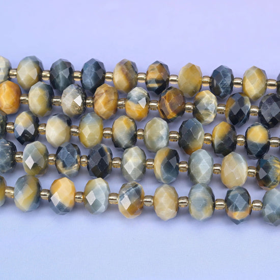 Dream Tiger Eye faceted rondelle beads, hole approximately 1.0mm