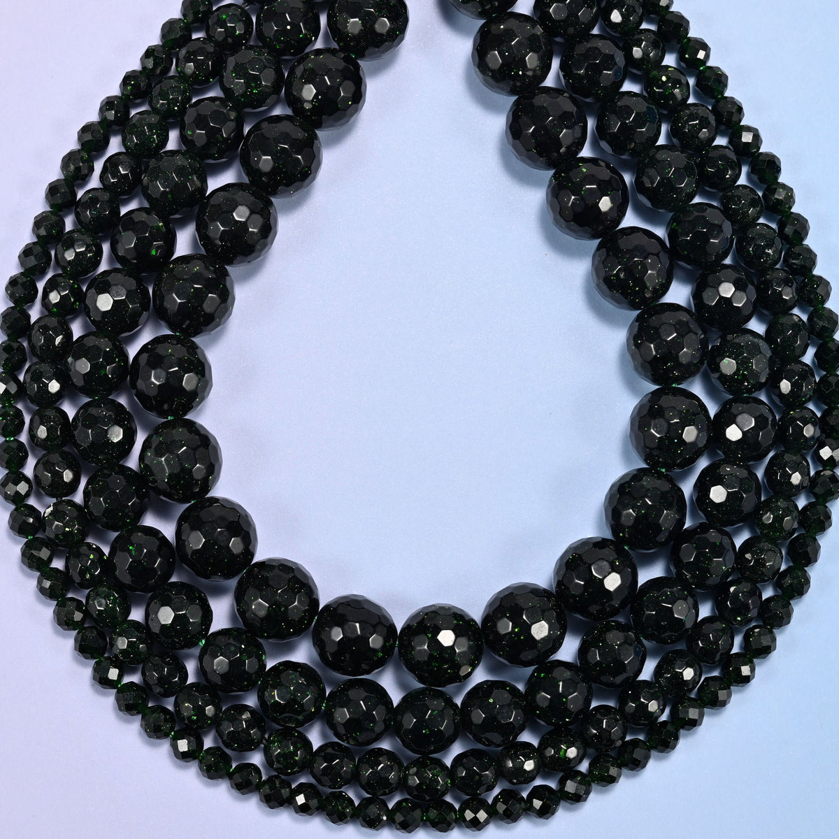 Green Sandstone Faceted Round Beads, hole 0.8mm to 1.0mm