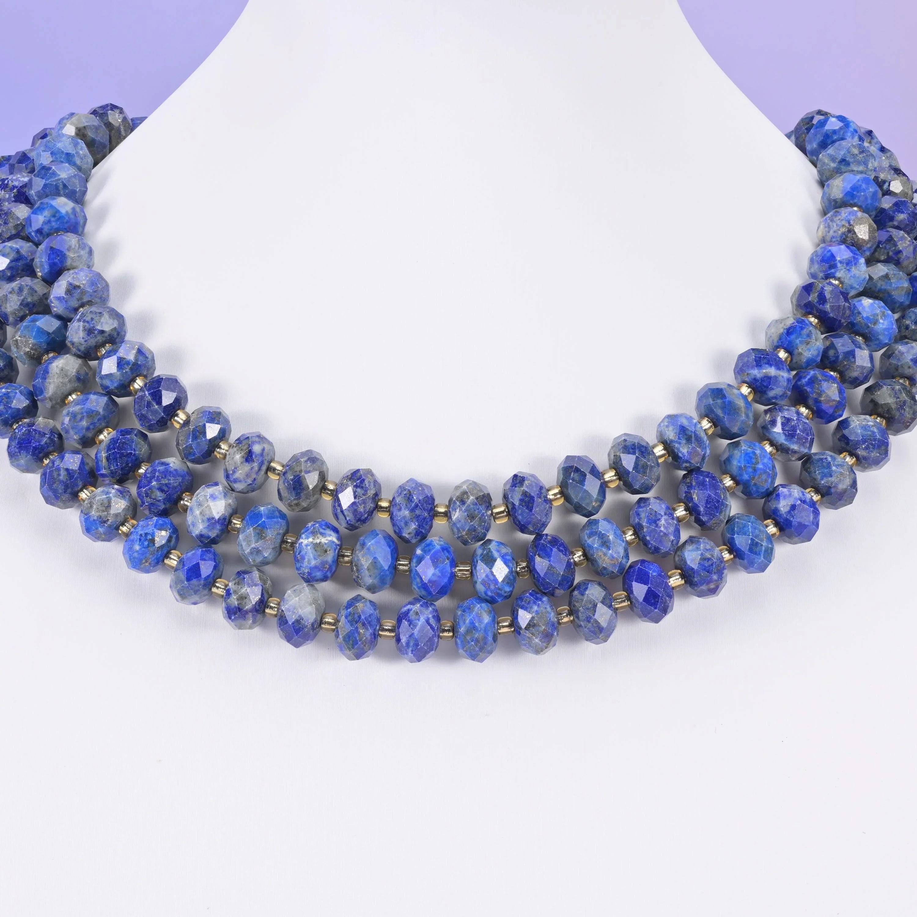 Lapis Lazuli beads, faceted rondelle, 6 x 10mm