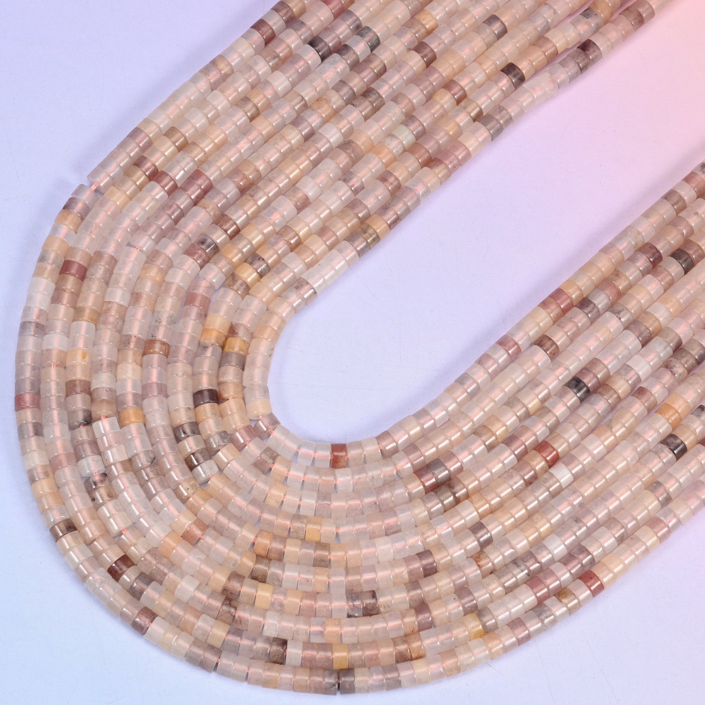 Lavender Quartz Smooth Heishi Disc Beads, 15.5 inch strand