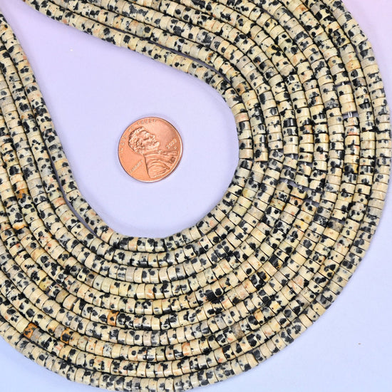 Dalmatian Jasper Smooth Heishi Disc Beads for jewelry making