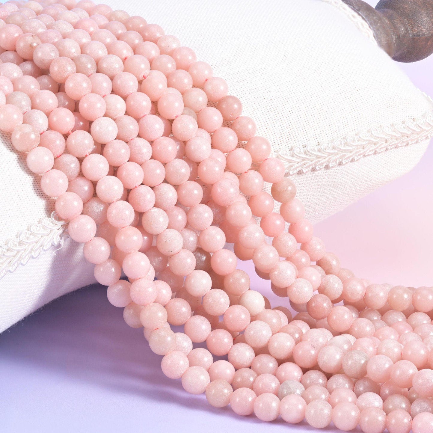 Pink Opal Color Dyed Jade Smooth Round Beads, 6mm 8mm 10mm