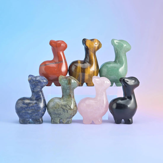 Carved natural stone alpaca figurine, about 1.6 oz, sold per piece in the stone you select