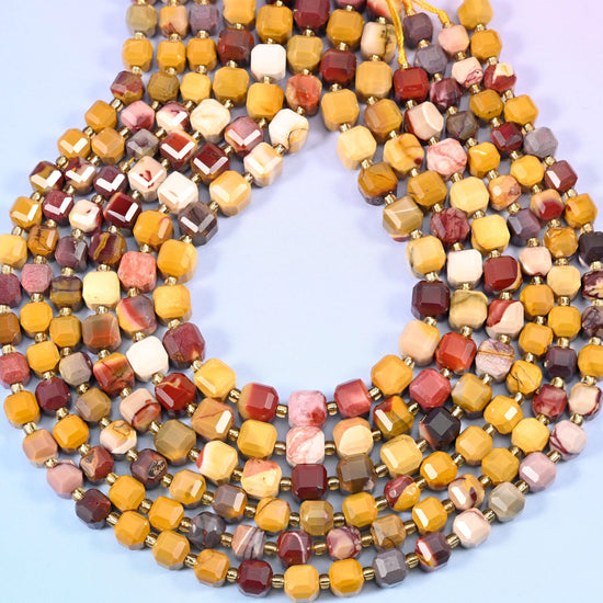 Mookaite Jasper Faceted Cube Beads, 1.2mm hole