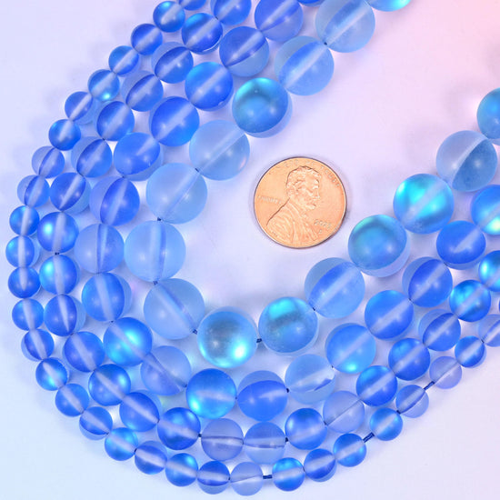 Round cut matte glass beads