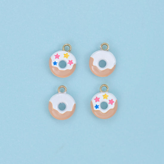 Enamel Star Sprinkle Donut Charm 10x8mm in lemon icing with star sprinkles