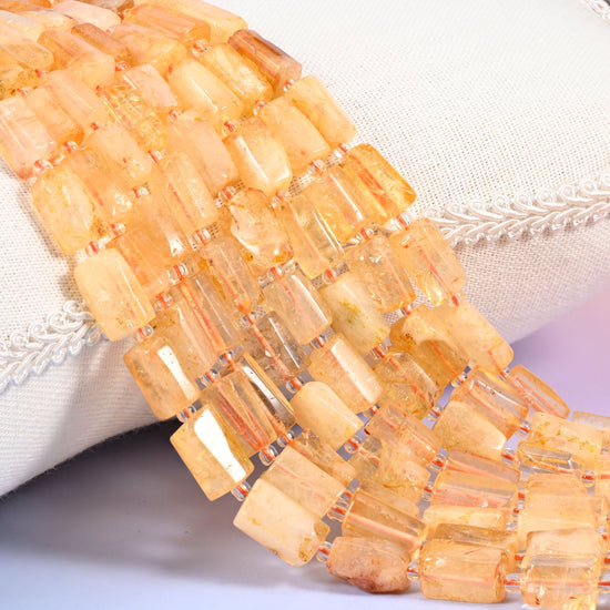 Citrine Faceted Tube Beads 12x8mm