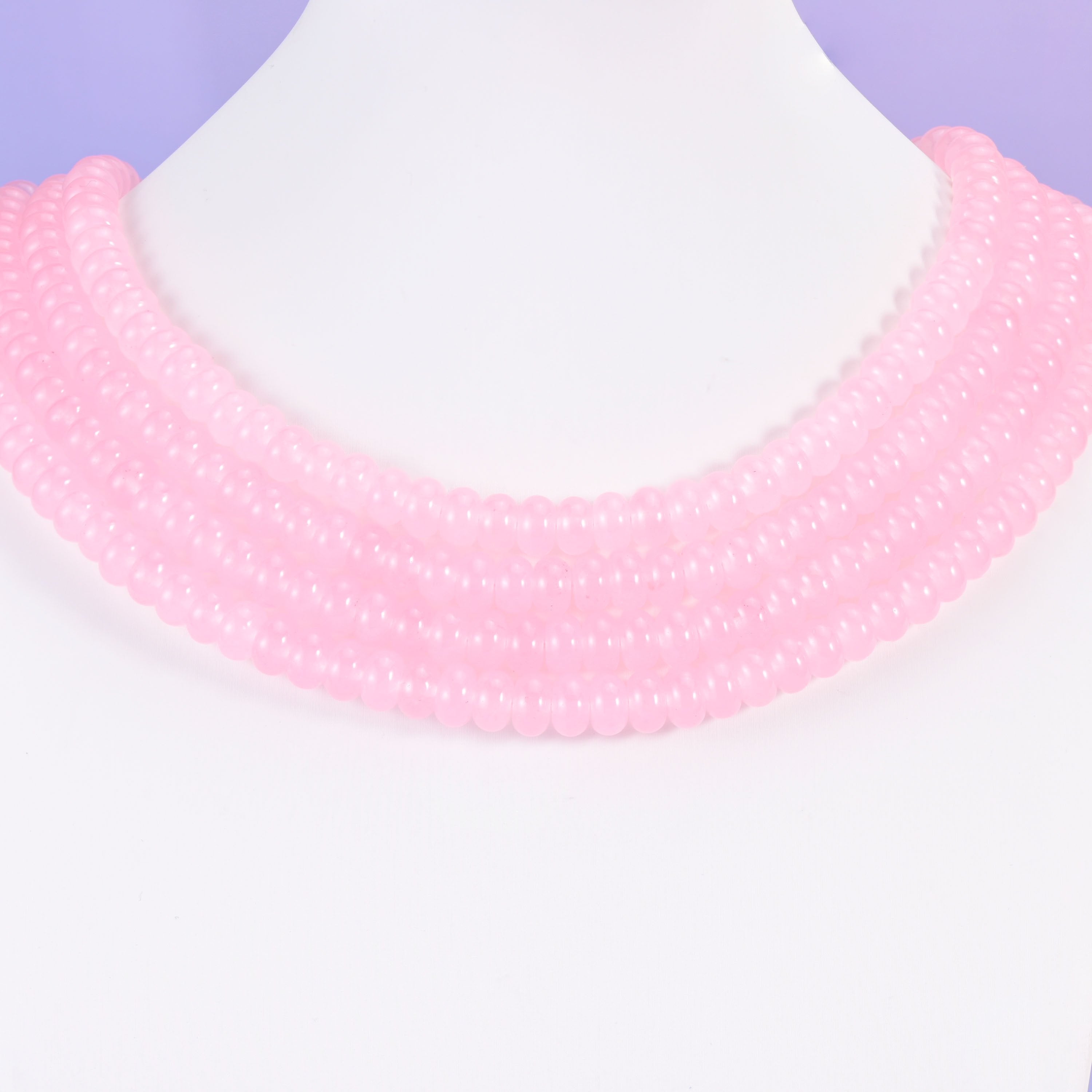 Pink Dyed Jade Smooth Rondelle Beads in soft blush pink