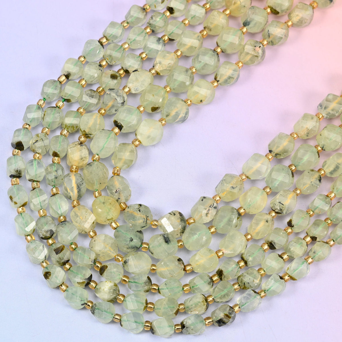 Prehnite in soft celery and lemon green